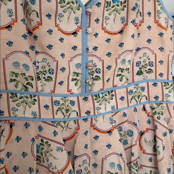 HUNTER BELL Peach Floral Maxi Dress with Blue Trim - Picture 4 of 7